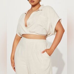 Fashion Nova Beige Linen Pant Set